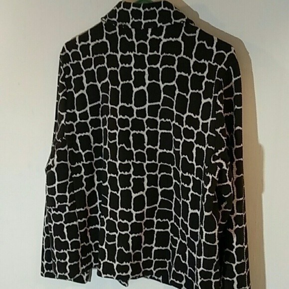 JM collection L large black white top Blazer jacket top animal print jacket - Picture 5 of 7